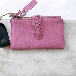 Pink Leather Women's Wallet soft babble gum pink card holder